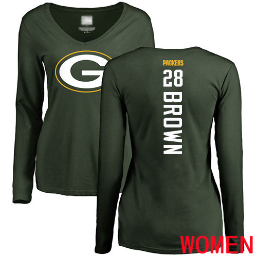 Green Bay Packers Green Women #28 Brown Tony Backer Nike NFL Long Sleeve T Shirt->nfl t-shirts->Sports Accessory
